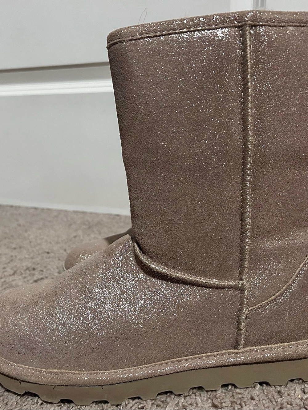 BearPaw Glitter Taupe Mid-Calf Shearling Boots